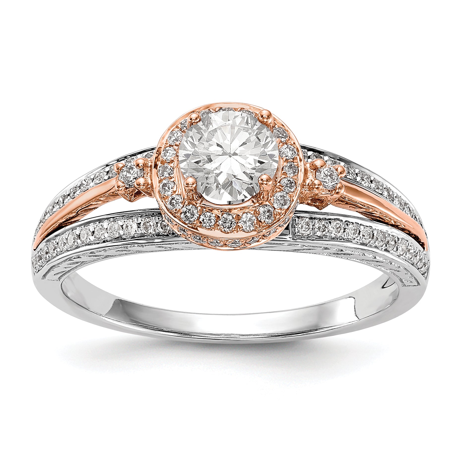 Image of ID 1 14KWR Simulated Diamond Round Halo Engagement Ring
