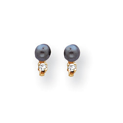 Image of ID 1 14k 35mm Black FW Cultured Pearl VS Diamond earring