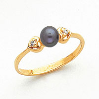 Image of ID 1 14k 45mm Black FW Cultured Pearl A Diamond ring