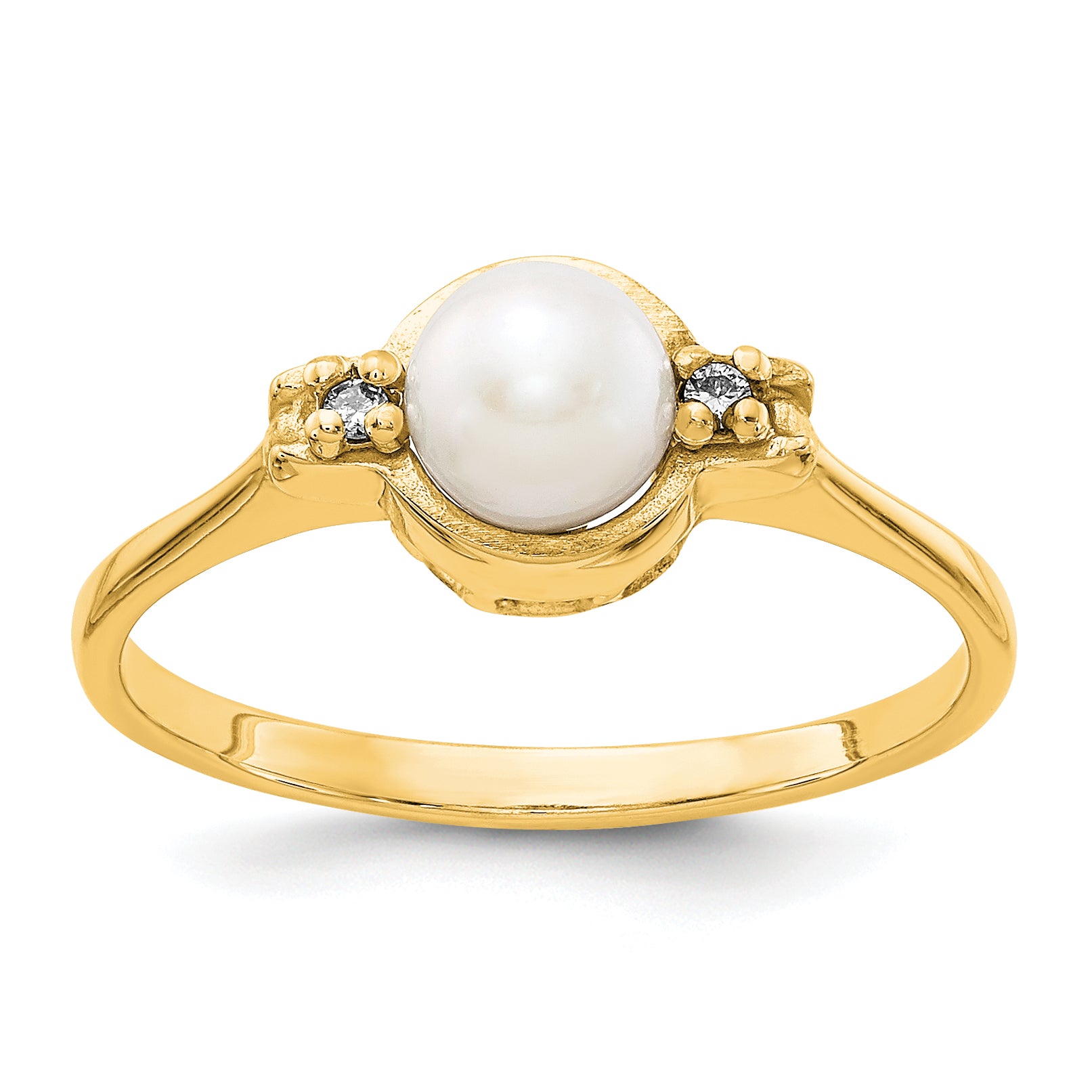 Image of ID 1 14k 5mm FW Cultured Pearl VS Diamond ring