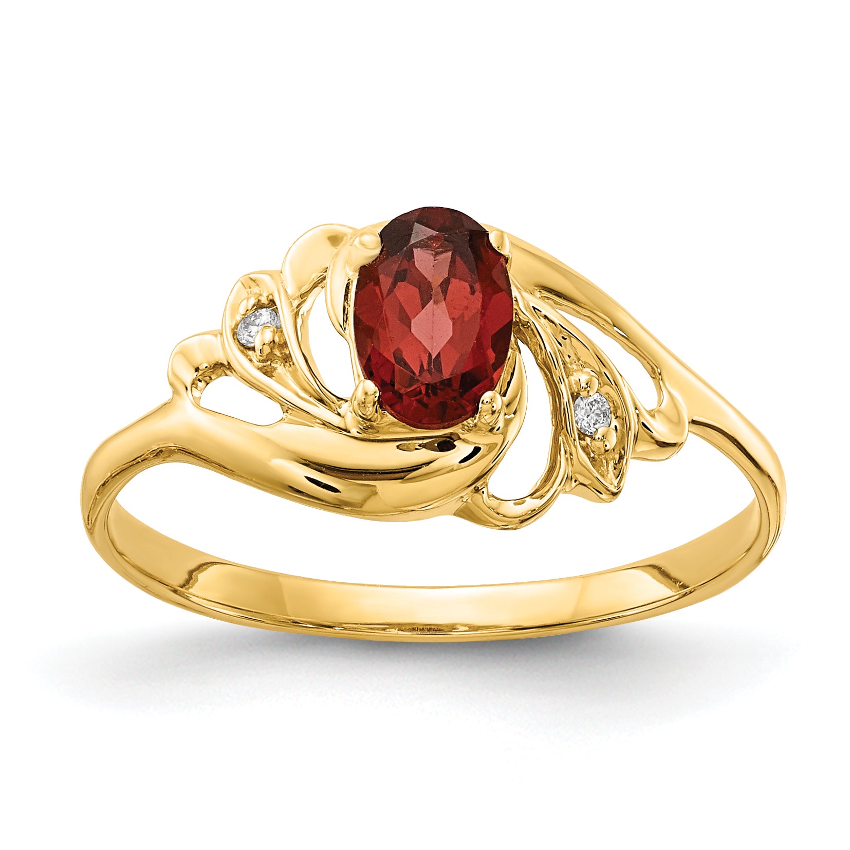 Image of ID 1 14k 6x4mm Oval Garnet Checker AA Diamond ring