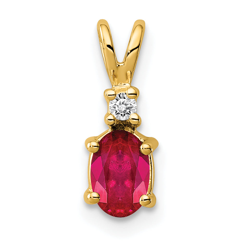 Image of ID 1 14k 6x4mm Oval Ruby A Diamond pendant