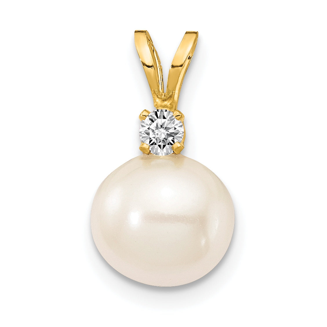 Image of ID 1 14k 7mm FW Cultured Pearl A Diamond Pendant
