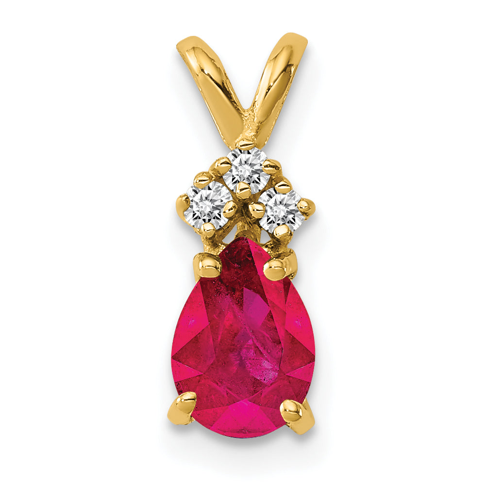 Image of ID 1 14k 7x5mm Pear Ruby A Diamond pendant