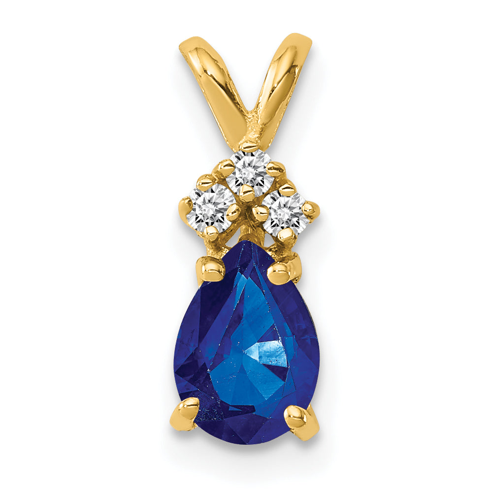 Image of ID 1 14k 7x5mm Pear Sapphire A Diamond pendant