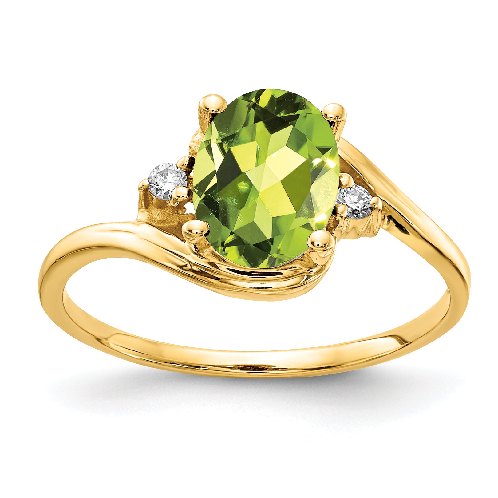 Image of ID 1 14k 8x6mm Oval Peridot Checker A Diamond ring