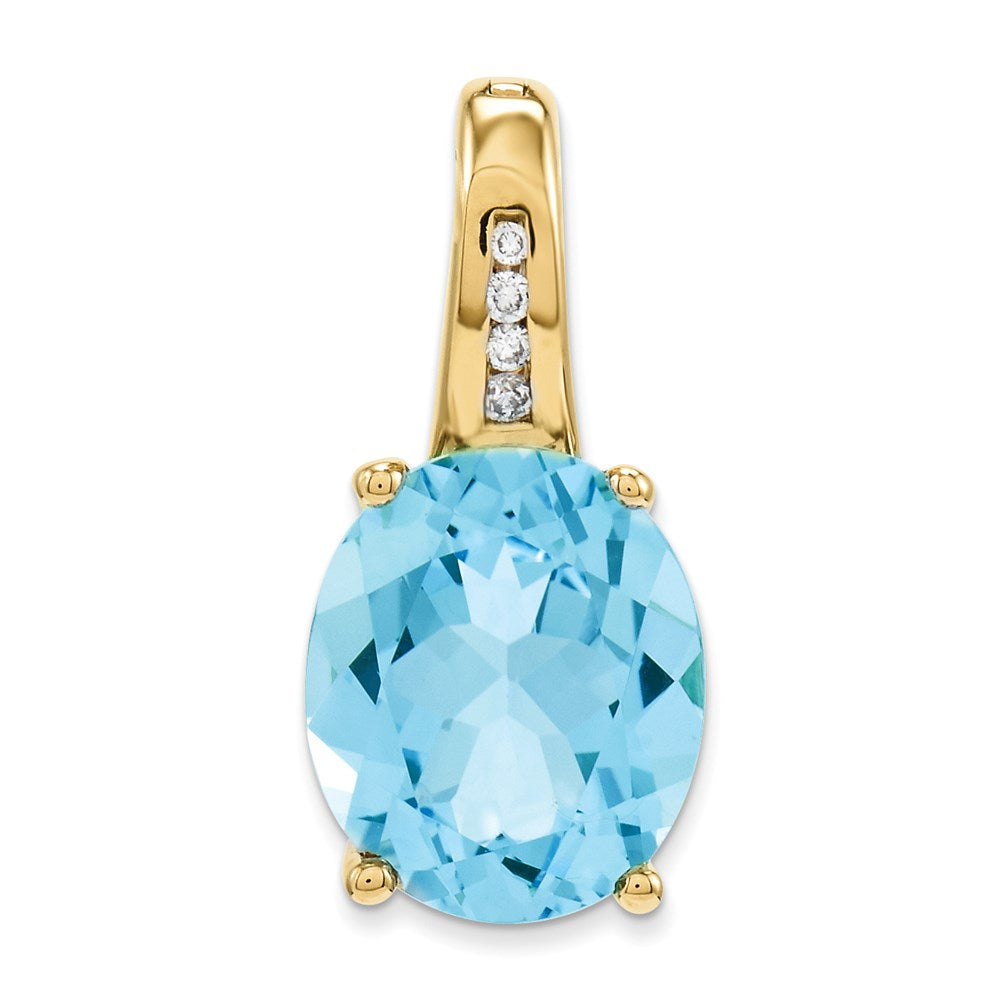 Image of ID 1 14k Diamond and Blue Topaz Oval Pendant