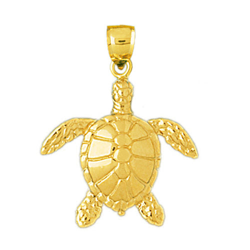 Image of ID 1 14k Gold 22MM Long Sea Turtle Pendant