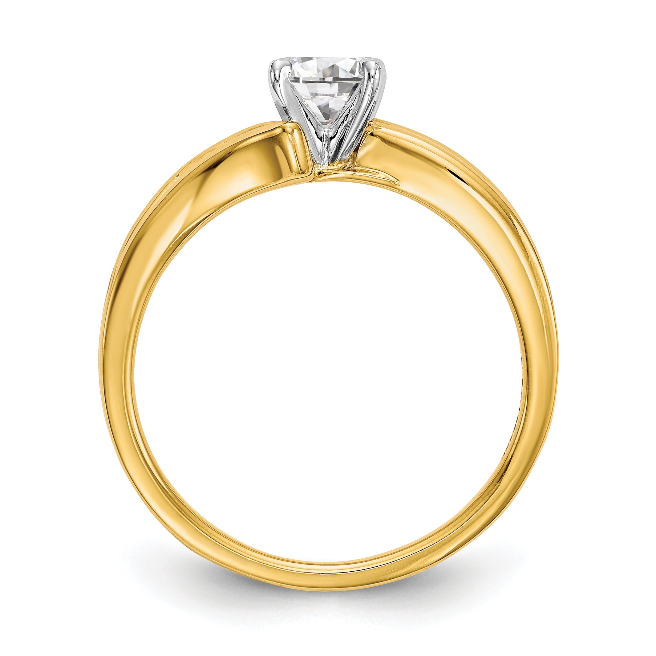 Image of ID 1 14k Peg Set Simulated Diamond By Pass Engagement Ring