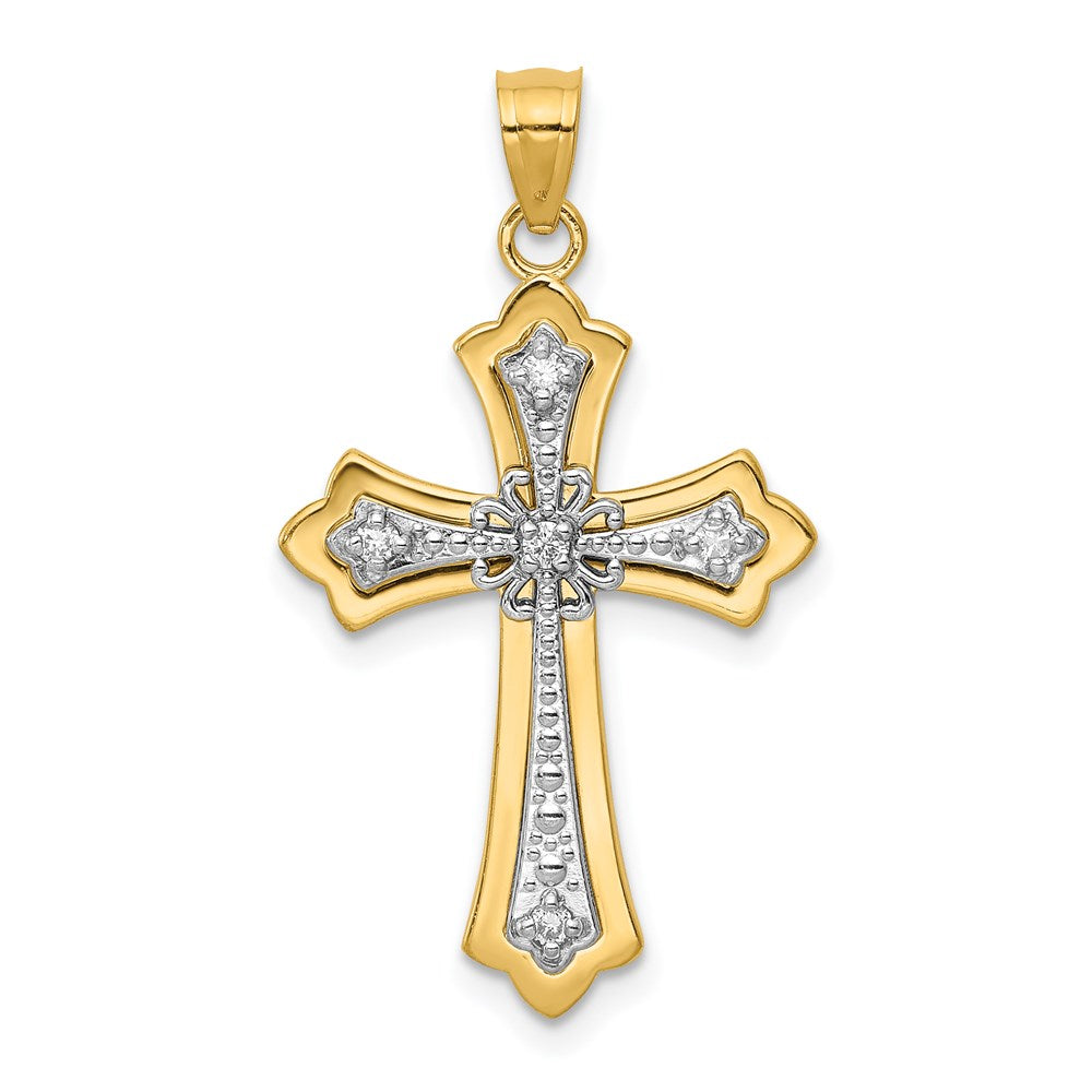 Image of ID 1 14k Rhodium Diamond Cross Pendant