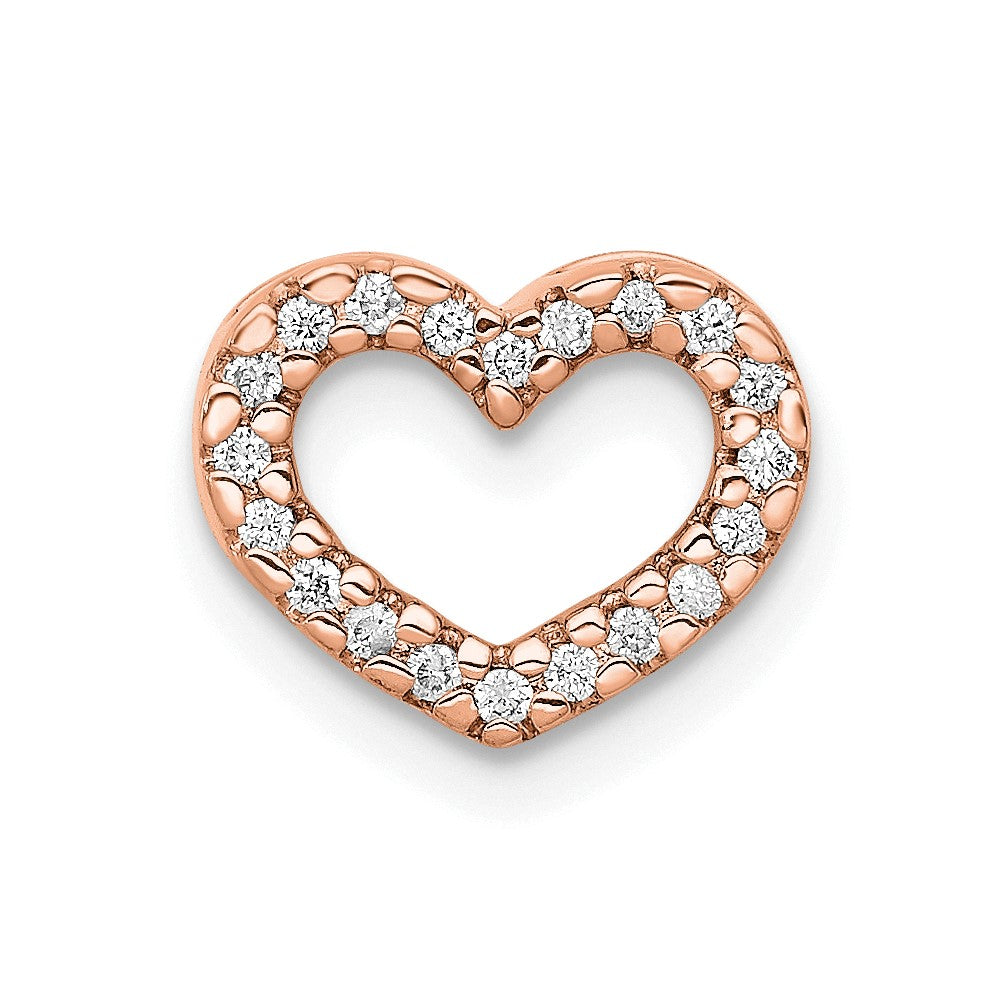 Image of ID 1 14k Rose Gold 1/15ct Real Diamond Heart Chain Slide
