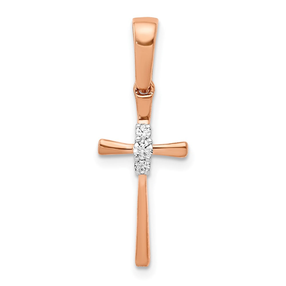 Image of ID 1 14k Rose Gold 1/20ct Real Diamond Cross Pendant