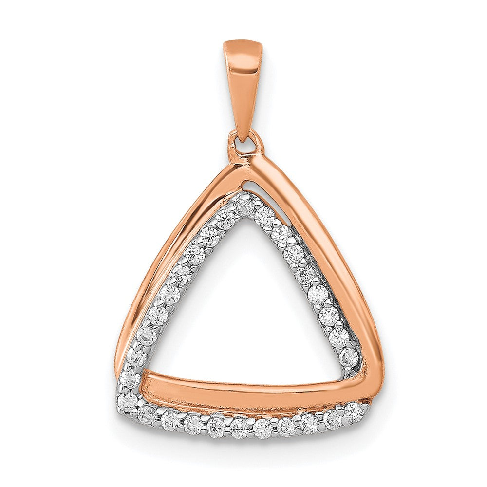 Image of ID 1 14k Rose Gold 1/6ct Real Diamond Double Triangle Pendant