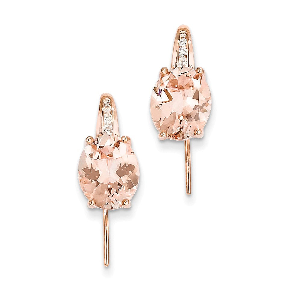 Image of ID 1 14k Rose Gold Diamond and Morganite Dangle Earrings