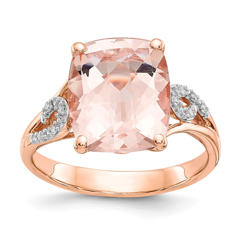 Image of ID 1 14k Rose Gold Diamond and Morganite Square Ring