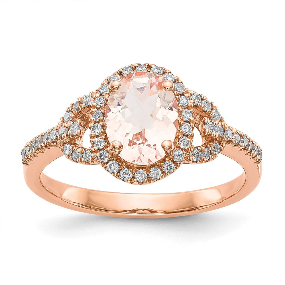 Image of ID 1 14k Rose Gold Morganite & Real Diamond Ring