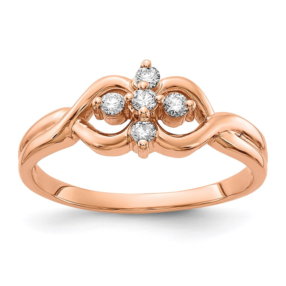 Image of ID 1 14k Rose Gold Polished AA Real Diamond Ring