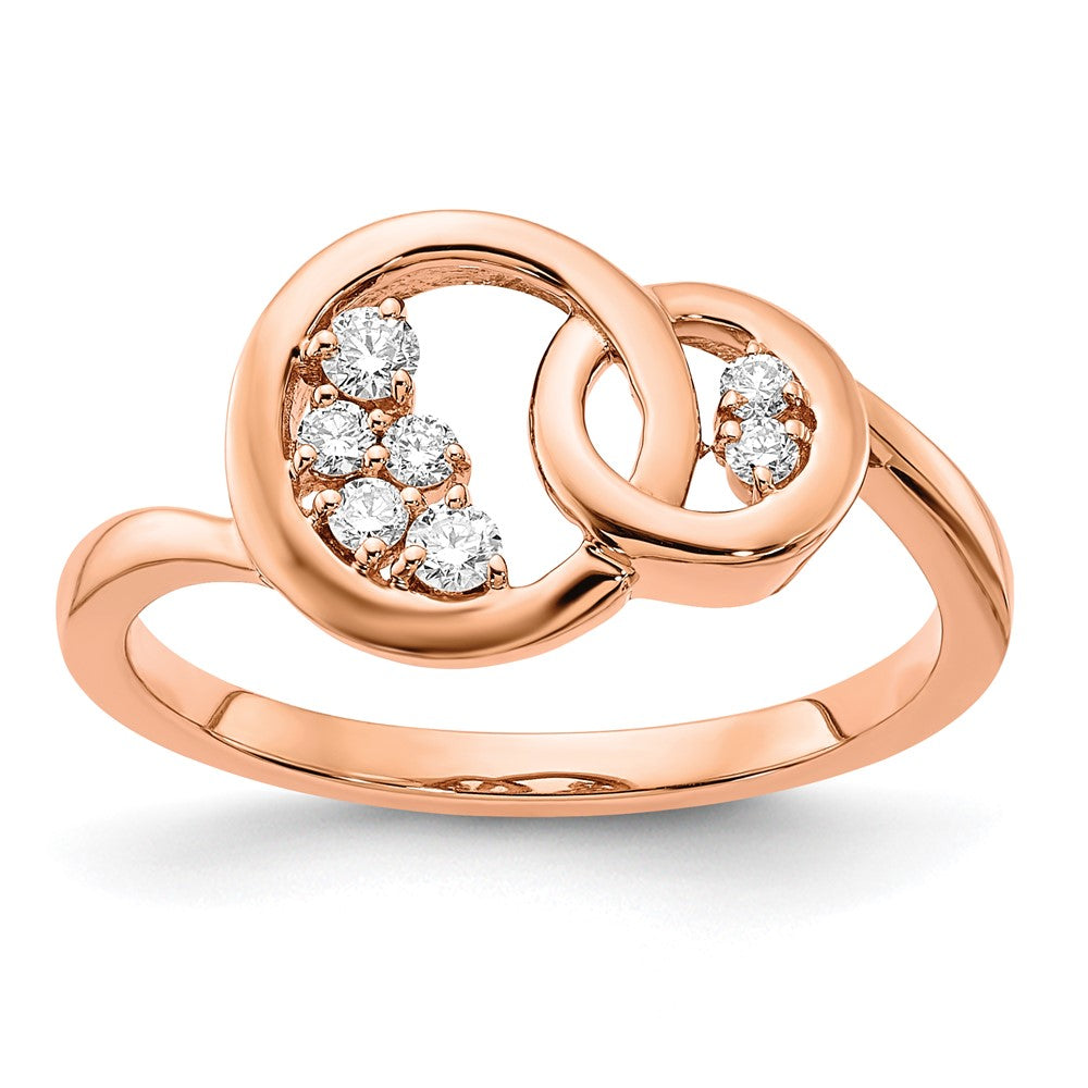 Image of ID 1 14k Rose Gold Polished Real Diamond Double Circle Ring