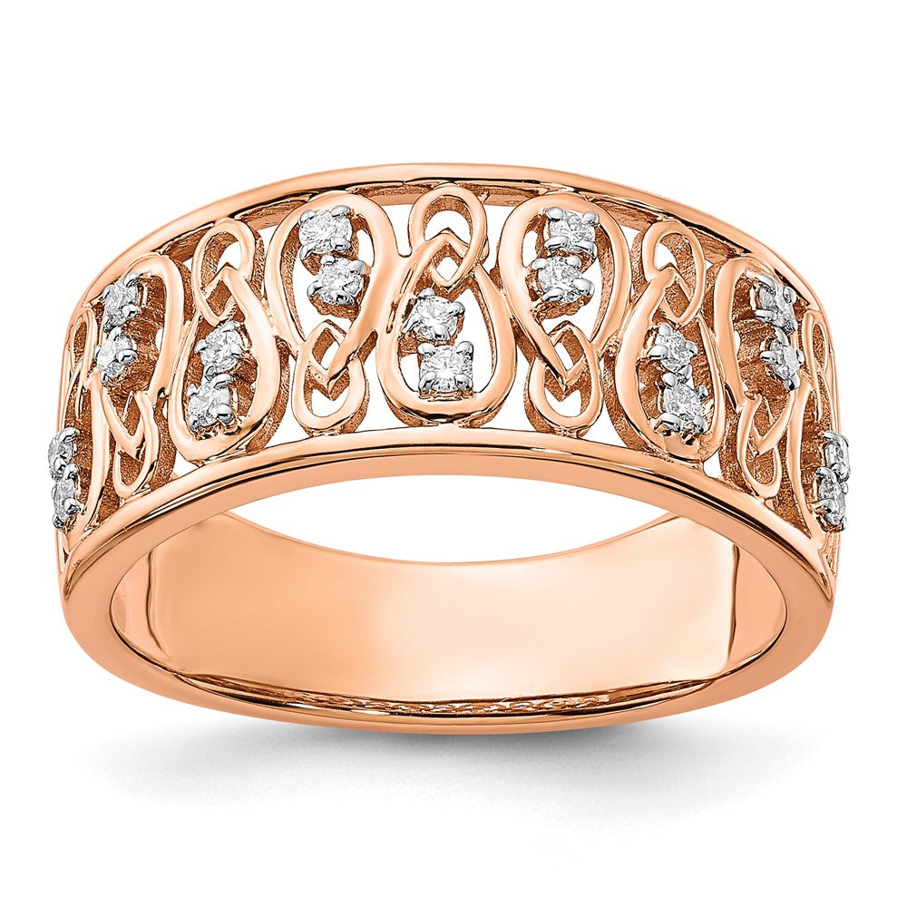 Image of ID 1 14k Rose Gold Polished Real Diamond Fancy Filigree Band