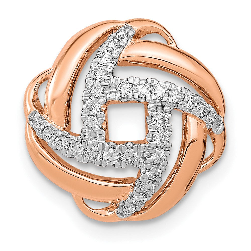 Image of ID 1 14k Rose Gold Polished Real Diamond Love Knot Chain Slide