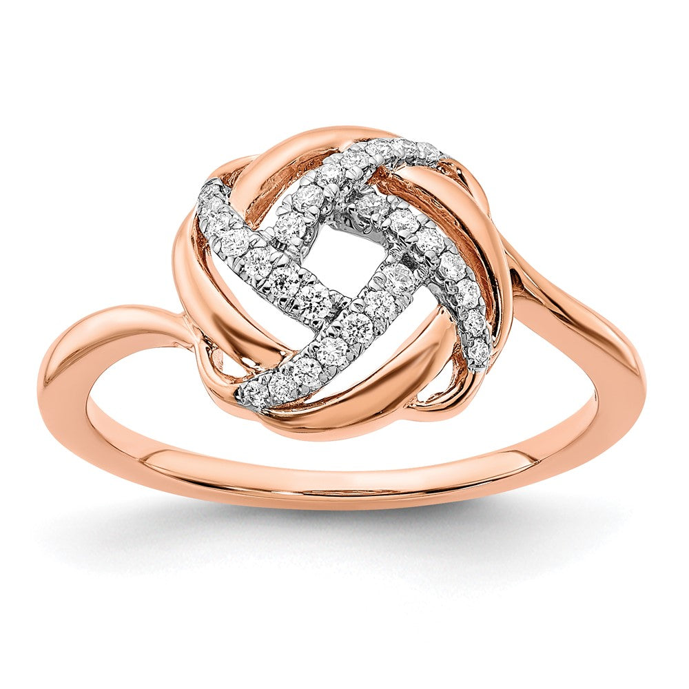Image of ID 1 14k Rose Gold Polished Real Diamond Love Knot Ring