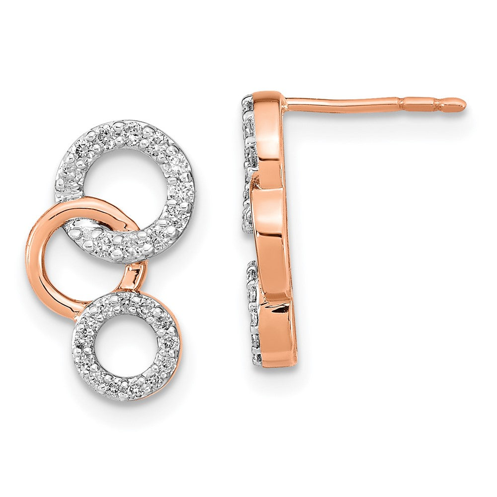 Image of ID 1 14k Rose Gold Real Diamond Circles Post Earrings