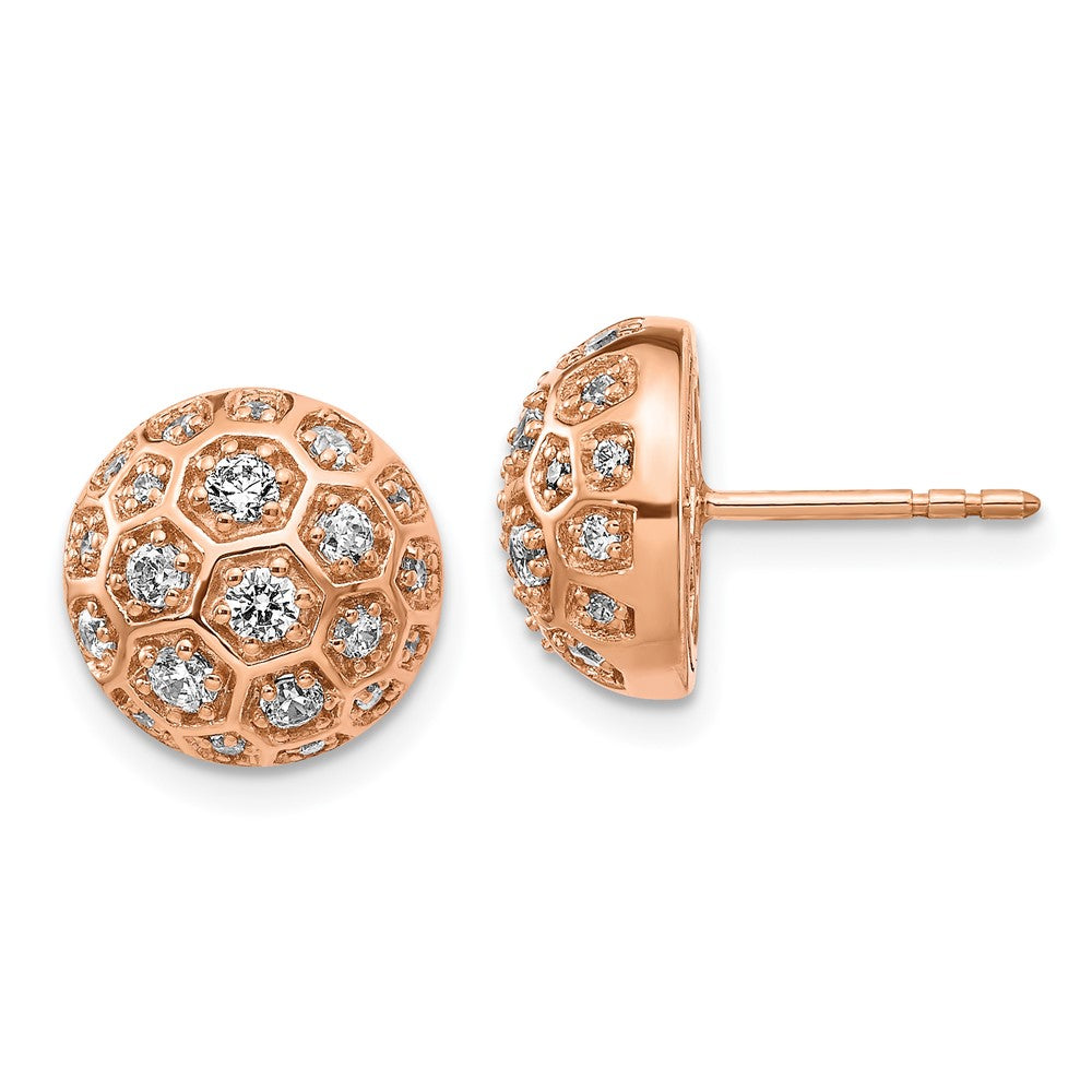 Image of ID 1 14k Rose Gold Real Diamond Honeycomb Earrings