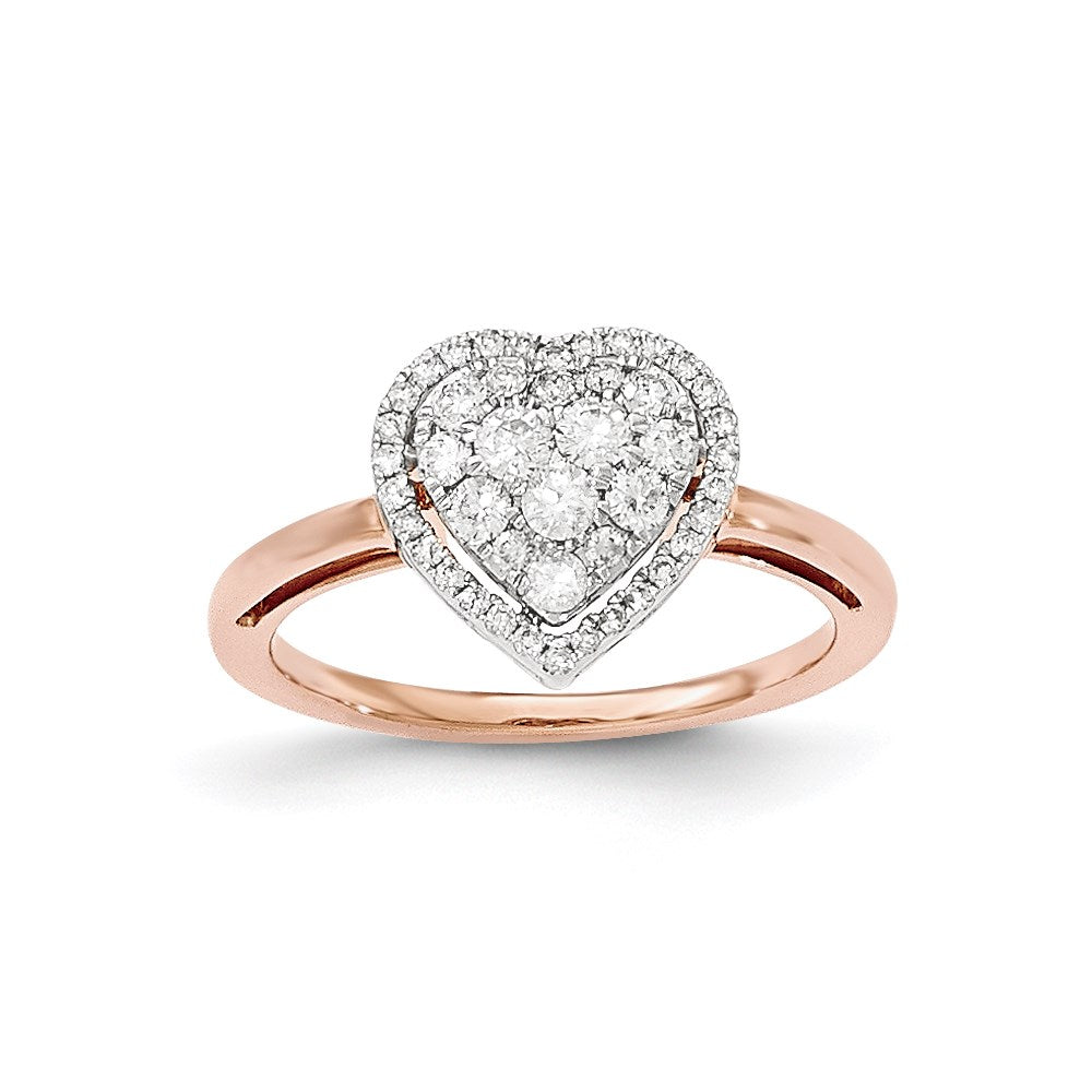 Image of ID 1 14k Rose Gold Real Diamond Polished Heart Ring