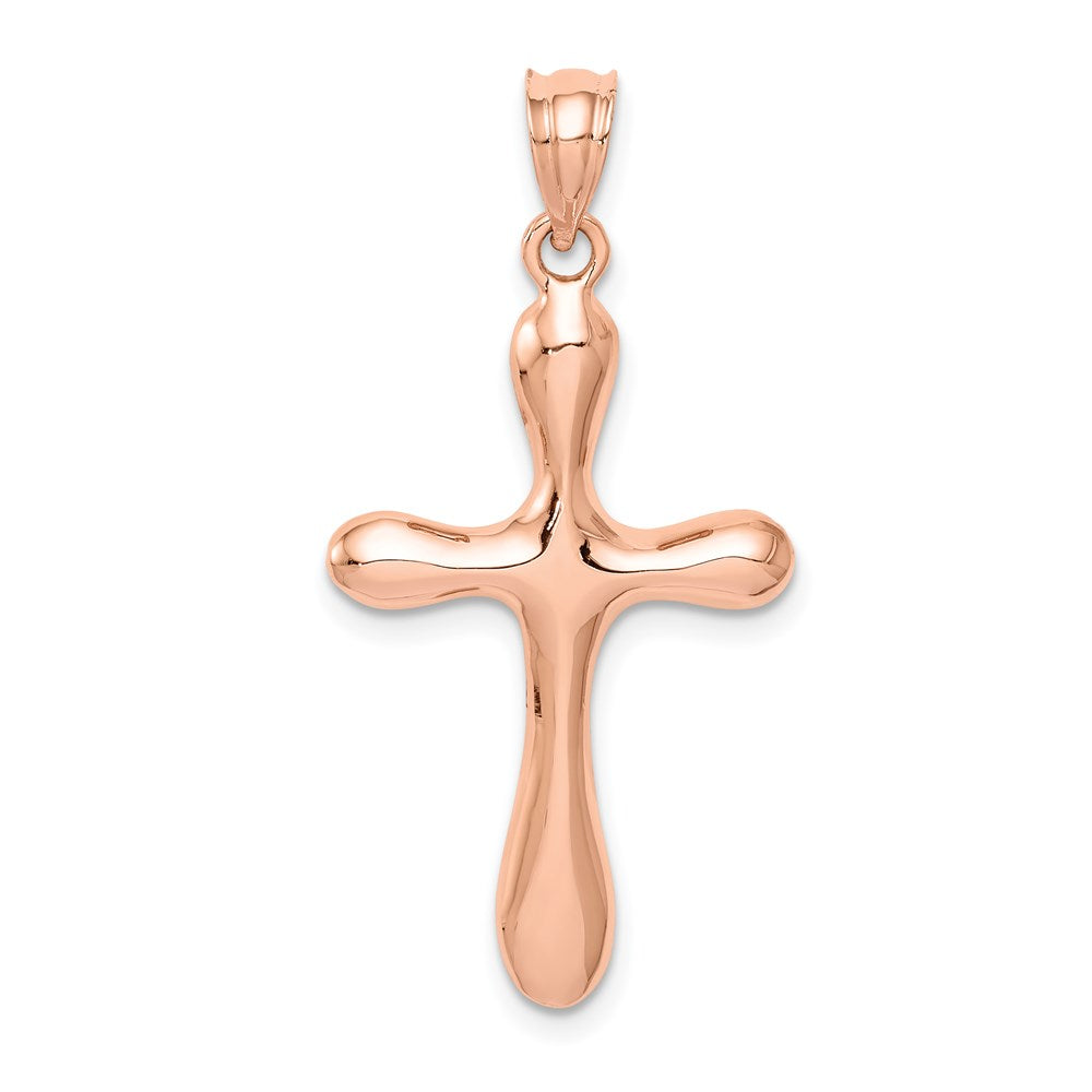 Image of ID 1 14k Rose Gold Rose Polished Rounded Edge Cross Pendant