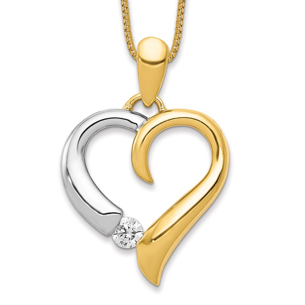 Image of ID 1 14k Two-Tone Gold 1/15ct Real Diamond Heart Pendant