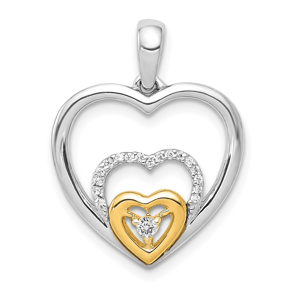 Image of ID 1 14k Two-Tone Gold 1/15ct Real Diamond Triple Heart Pendant