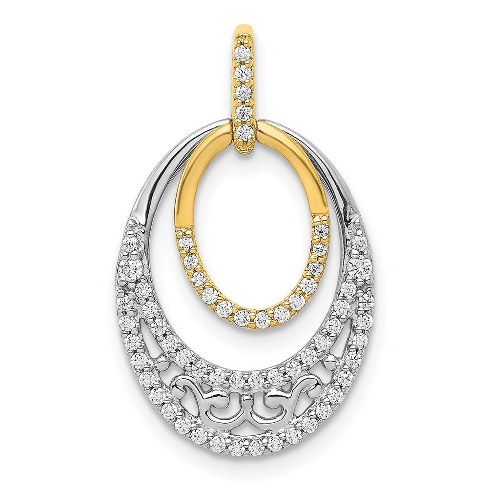 Image of ID 1 14k Two-Tone Gold 1/4ct Real Diamond Fancy Ovals Pendant