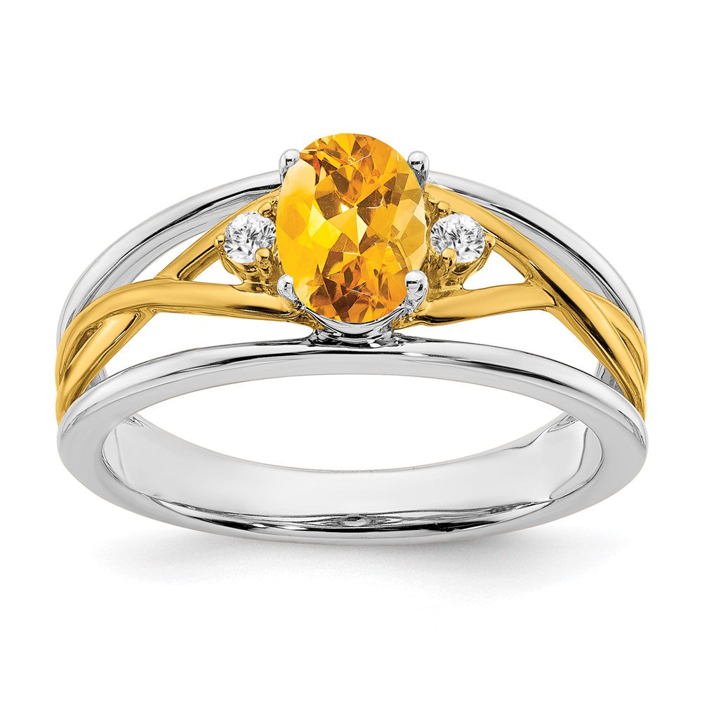 Image of ID 1 14k Two-Tone Gold Citrine and Real Diamond Ring