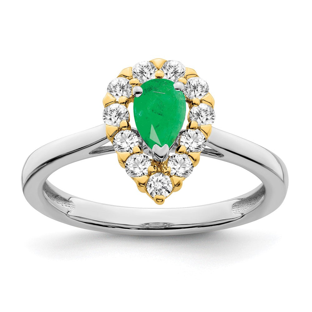 Image of ID 1 14k Two-Tone Gold Emerald and Real Diamond Ring
