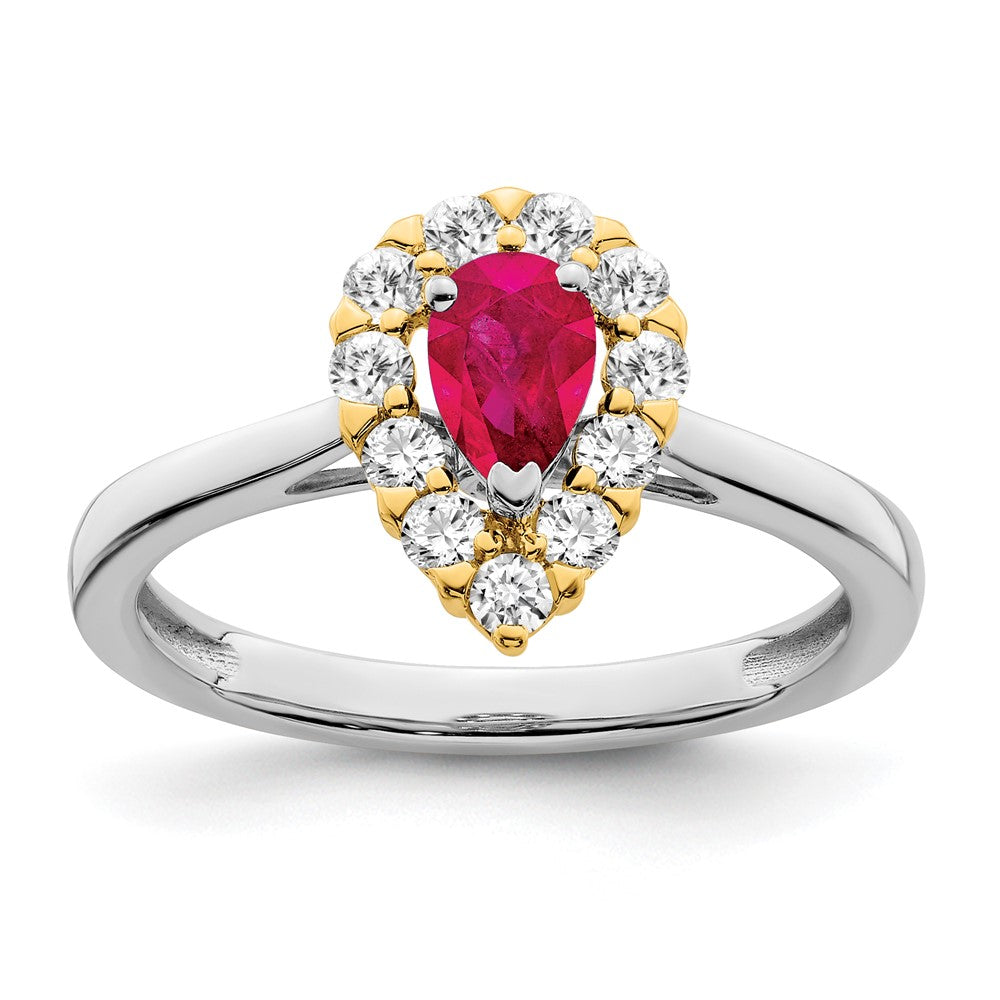 Image of ID 1 14k Two-Tone Gold Genuine Ruby and Real Diamond Ring