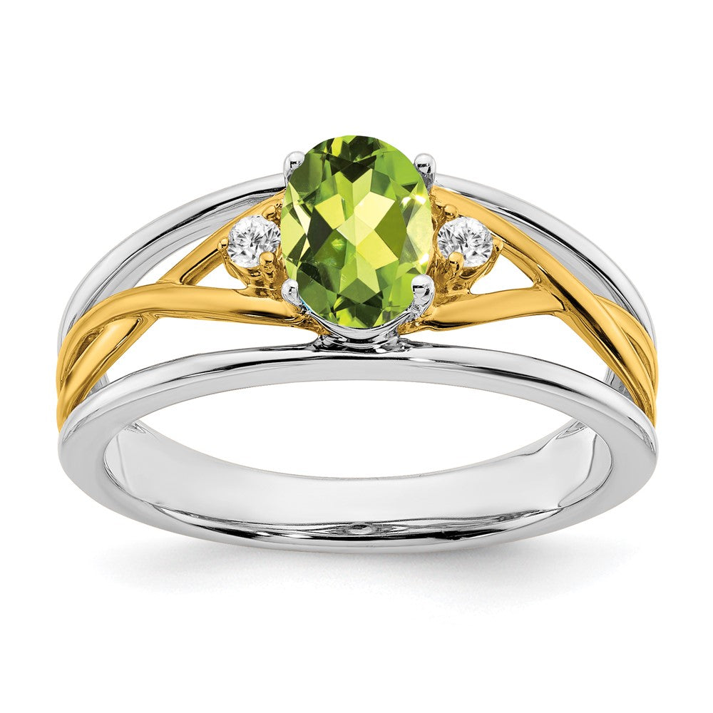 Image of ID 1 14k Two-Tone Gold Peridot and Real Diamond Ring