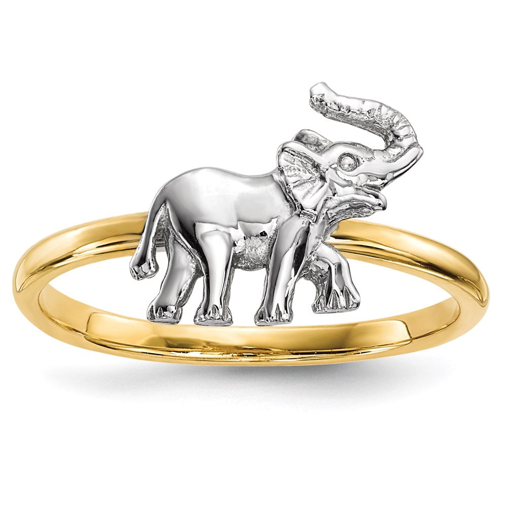 Image of ID 1 14k Two-Tone Gold Polished Elephant Ring