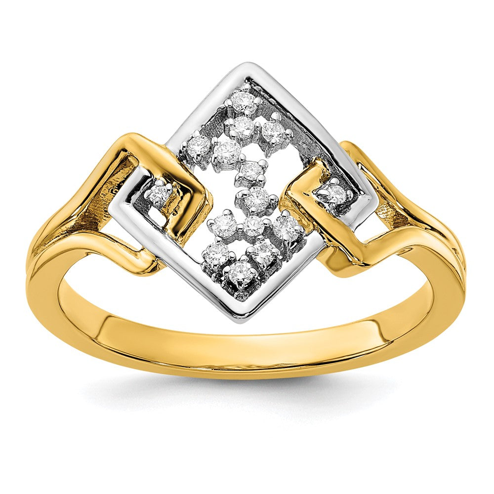 Image of ID 1 14k Two-Tone Gold Polished Fancy Square Real Diamond Ring