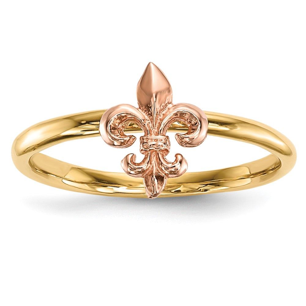 Image of ID 1 14k Two-Tone Gold Polished Fleur de Lis Ring