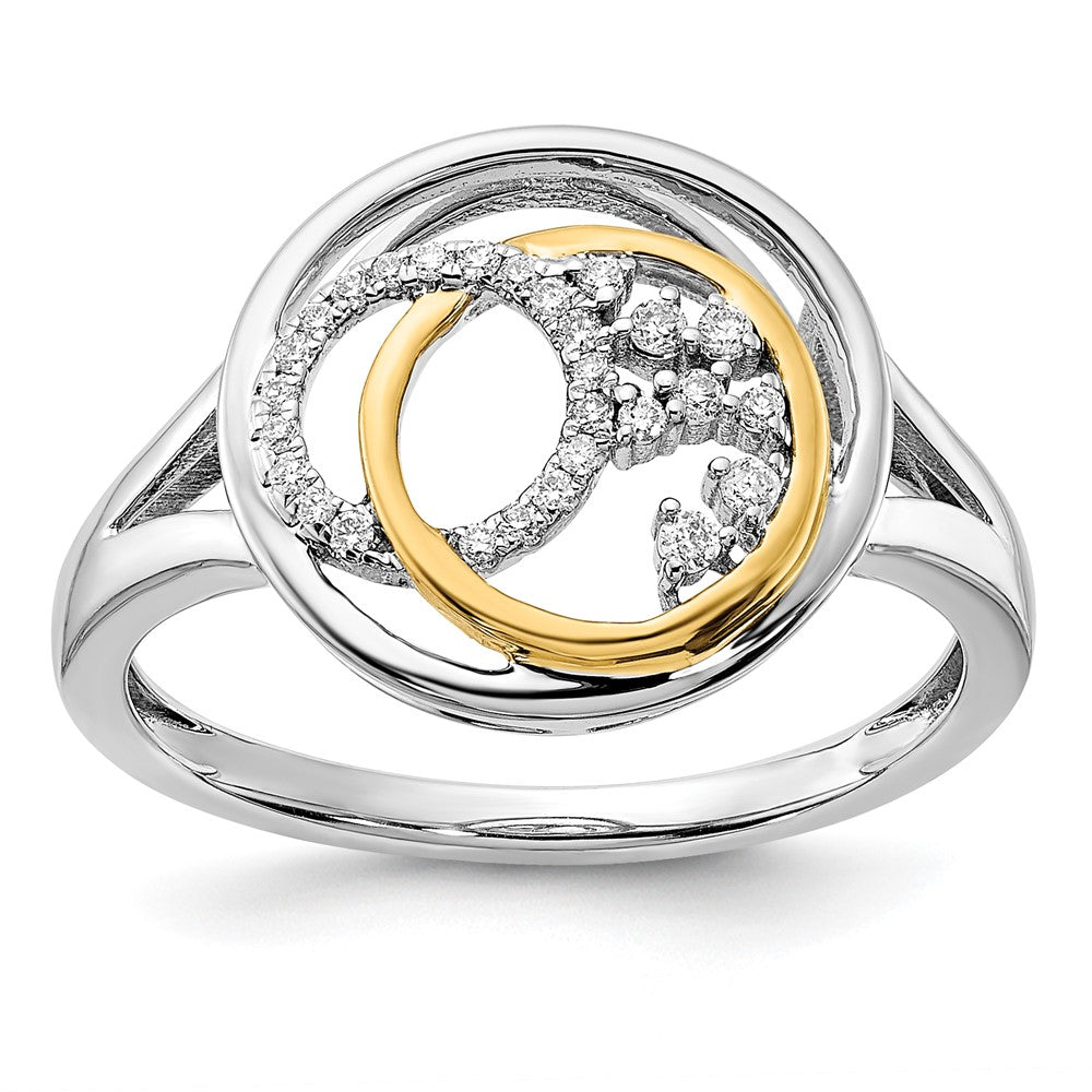 Image of ID 1 14k Two-Tone Gold Polished Real Diamond Circle Cluster Ring