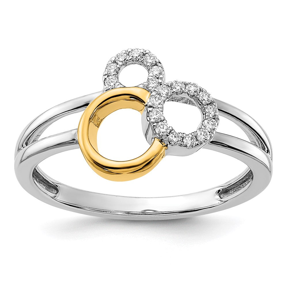 Image of ID 1 14k Two-Tone Gold Polished Real Diamond Circles Ring