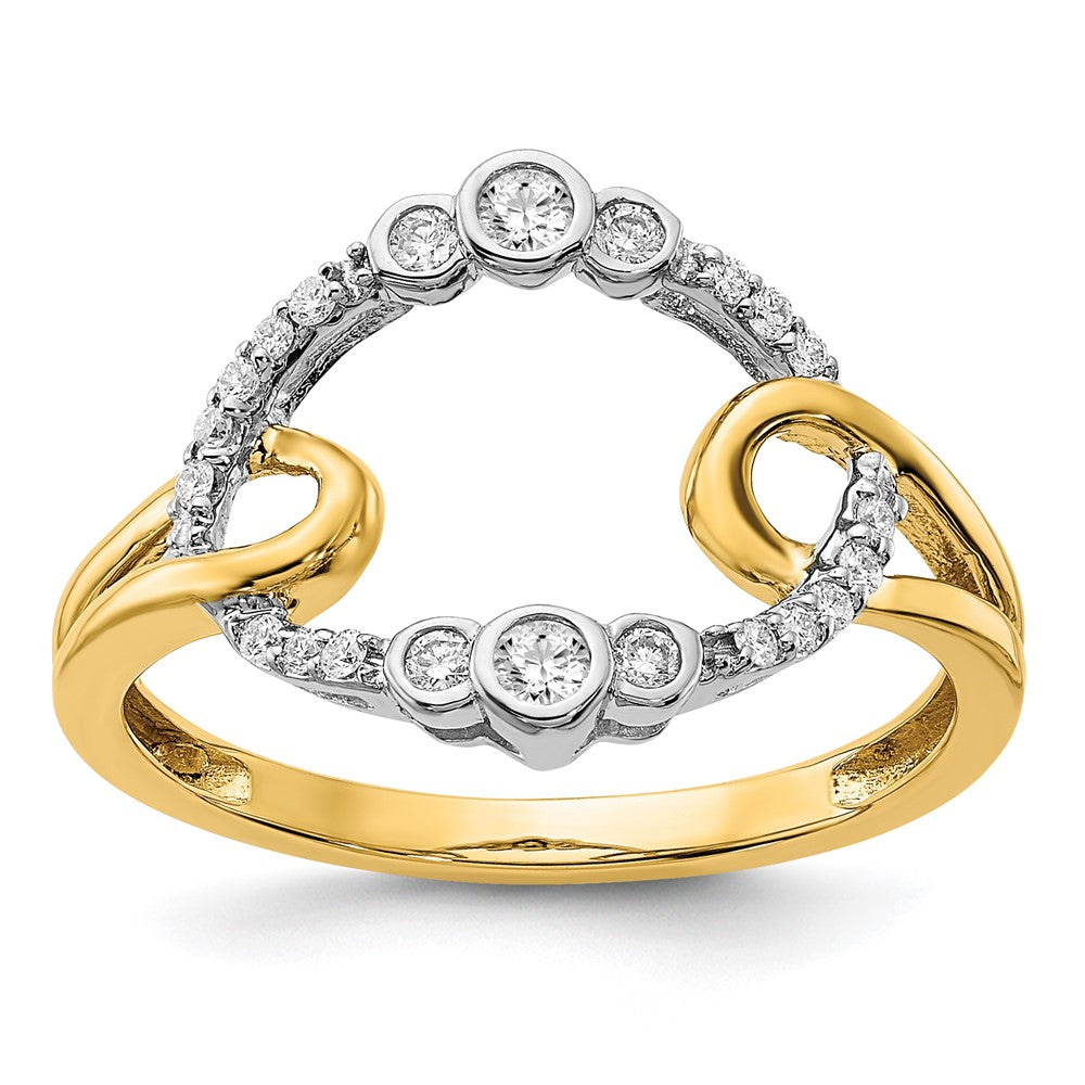 Image of ID 1 14k Two-Tone Gold Polished Real Diamond Oval Ring