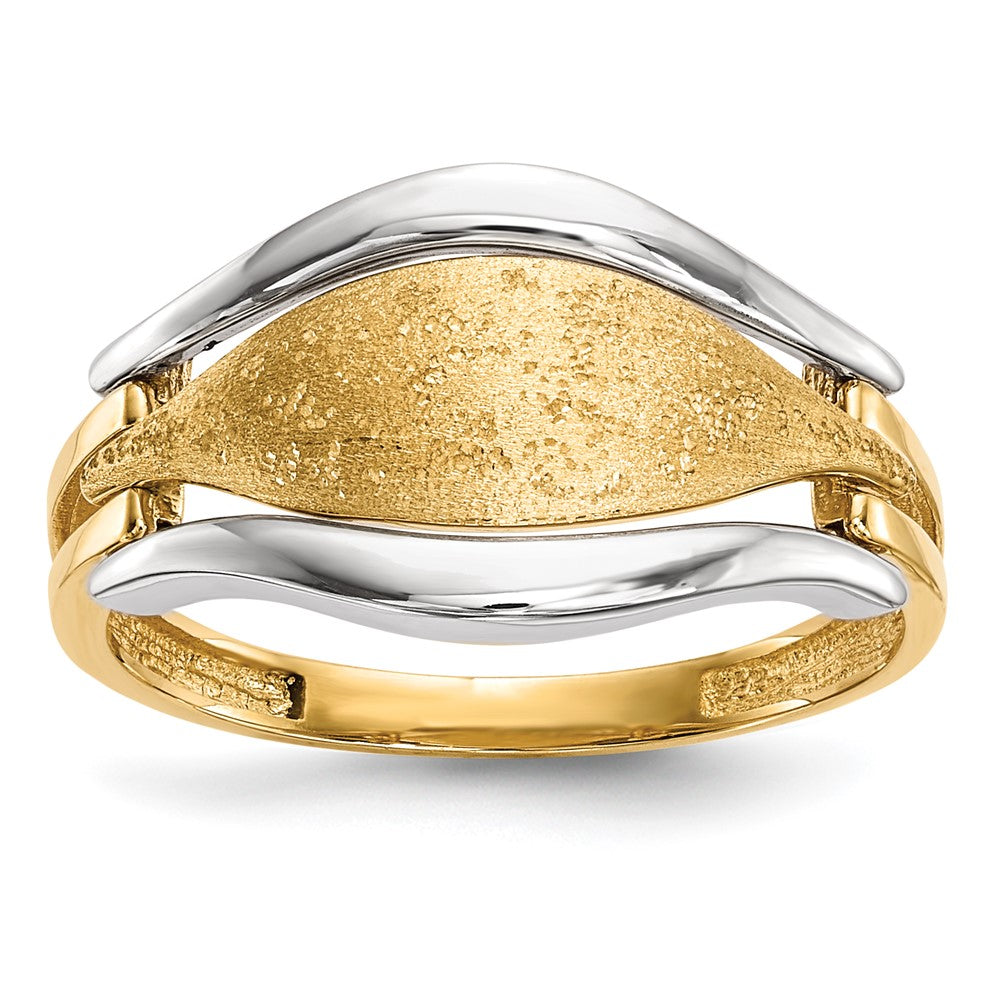 Image of ID 1 14k Two-Tone Gold Polished & Textured Ring