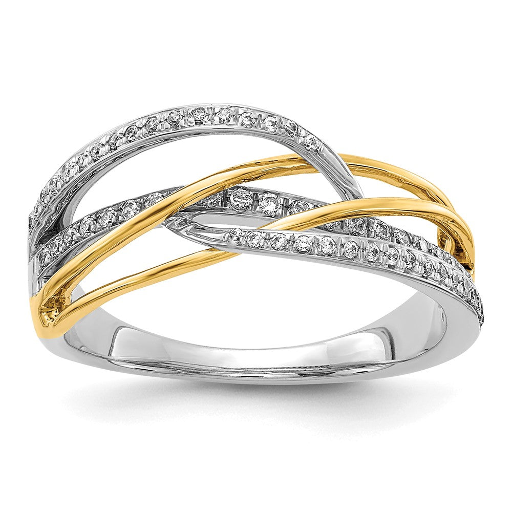 Image of ID 1 14k Two-Tone Gold Real Diamond Swirl Ring