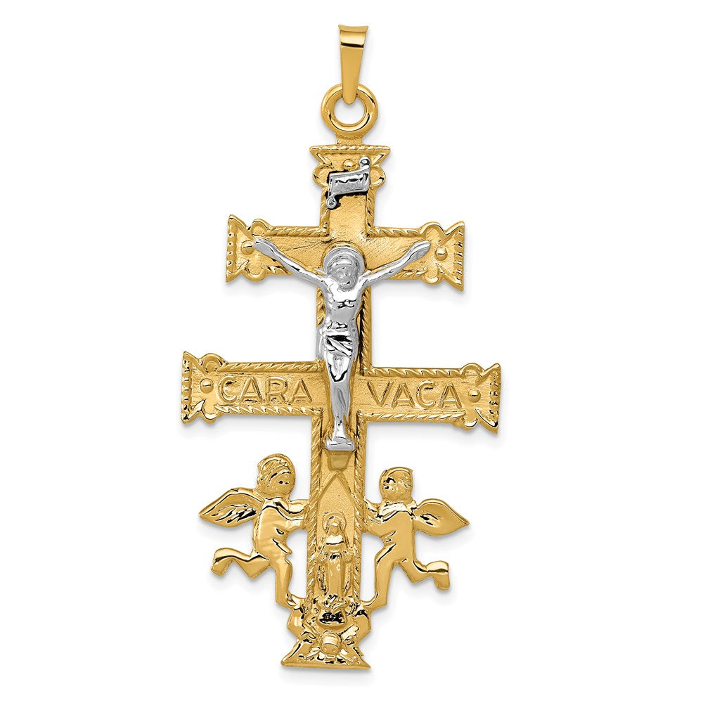 Image of ID 1 14k Two-tone Gold Cara Vaca Crucifix Pendant