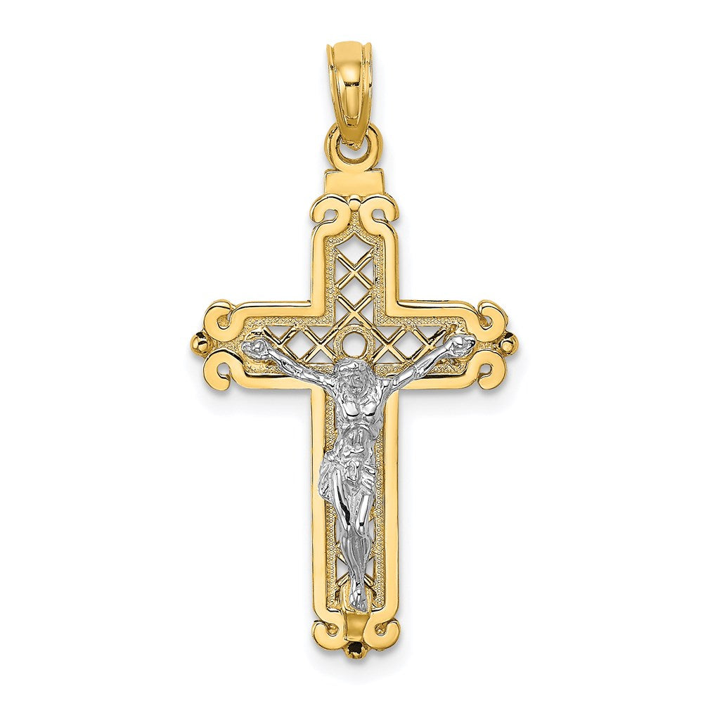 Image of ID 1 14k Two-tone Gold Fancy Crucifix Charm