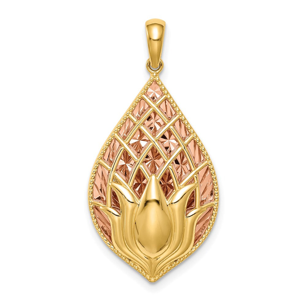 Image of ID 1 14k Two-tone Gold Lotus Flower Charm