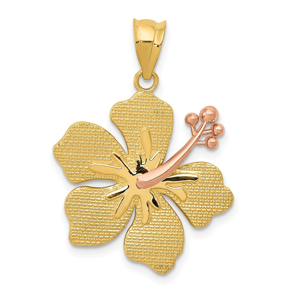 Image of ID 1 14k Two-tone Gold Yellow/Rose Hibiscus Charm