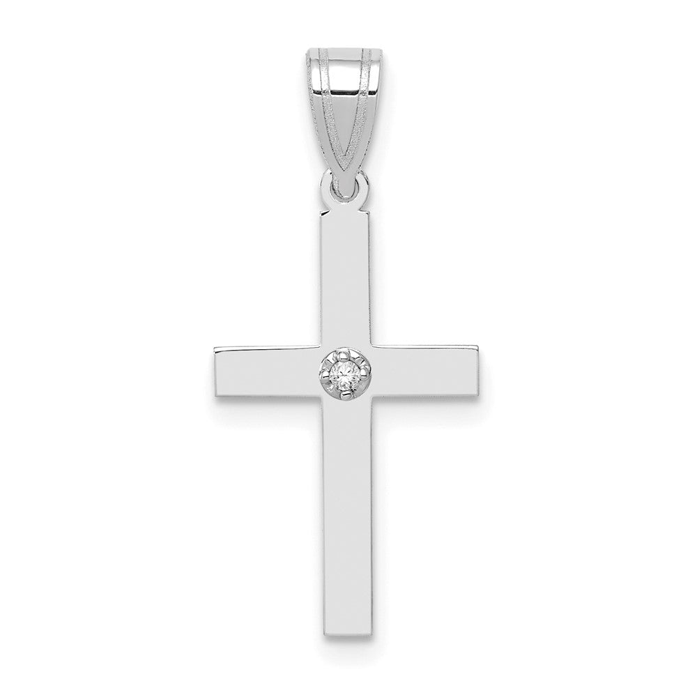 Image of ID 1 14k White Gold 01ct Diamond Cross Pendant