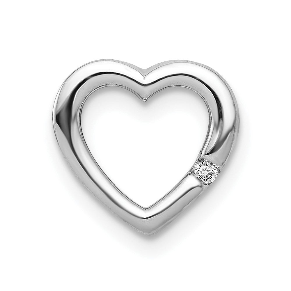 Image of ID 1 14k White Gold 01ct Real Diamond Heart Chain Slide